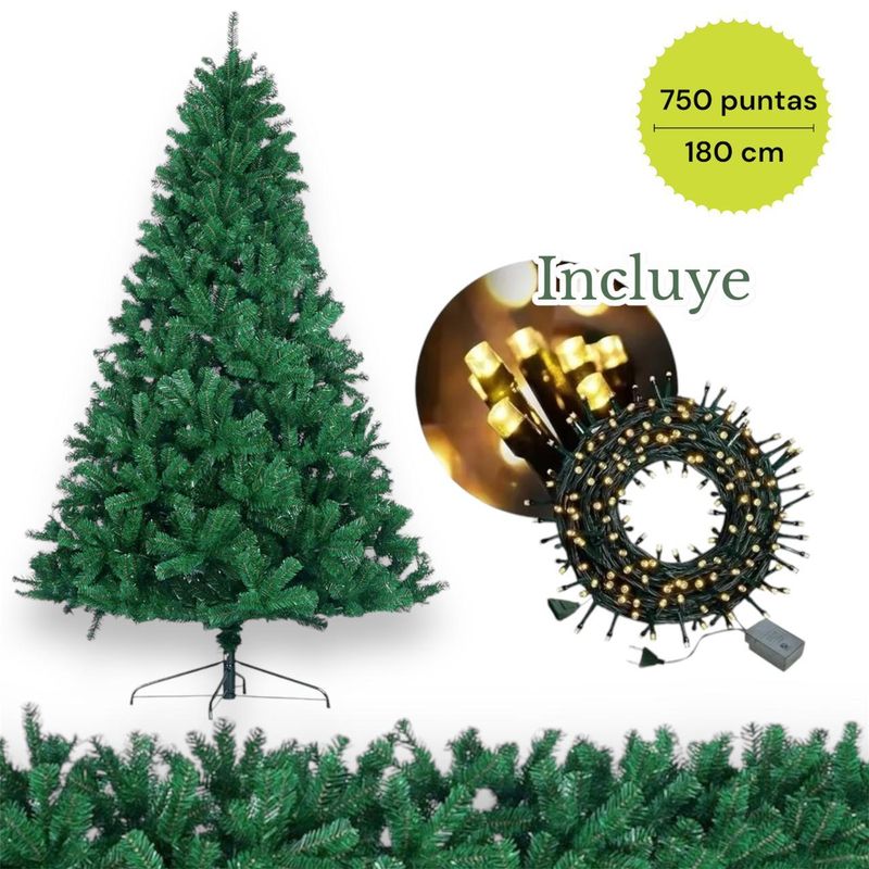 EVERGREEN - Árbol navidad clásico 180 cm importado de 750 ramas.
