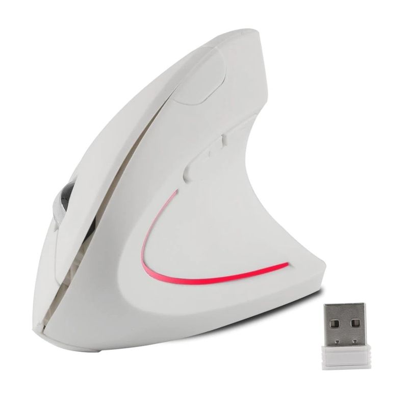SEISA - Mouse Inalámbrico Usb Ergonómico Vertical Túnel Carpiano Blanco