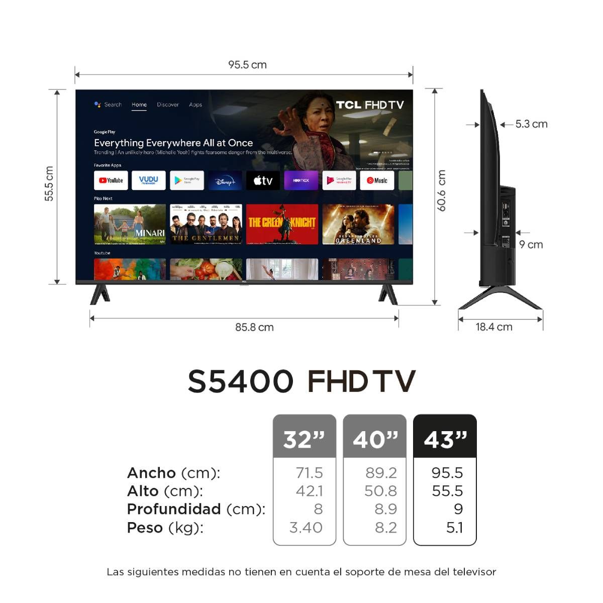 TCL - TELEVISOR TCL 43 PULGADAS SMART FULL HD LED ANDROID 43S5400A