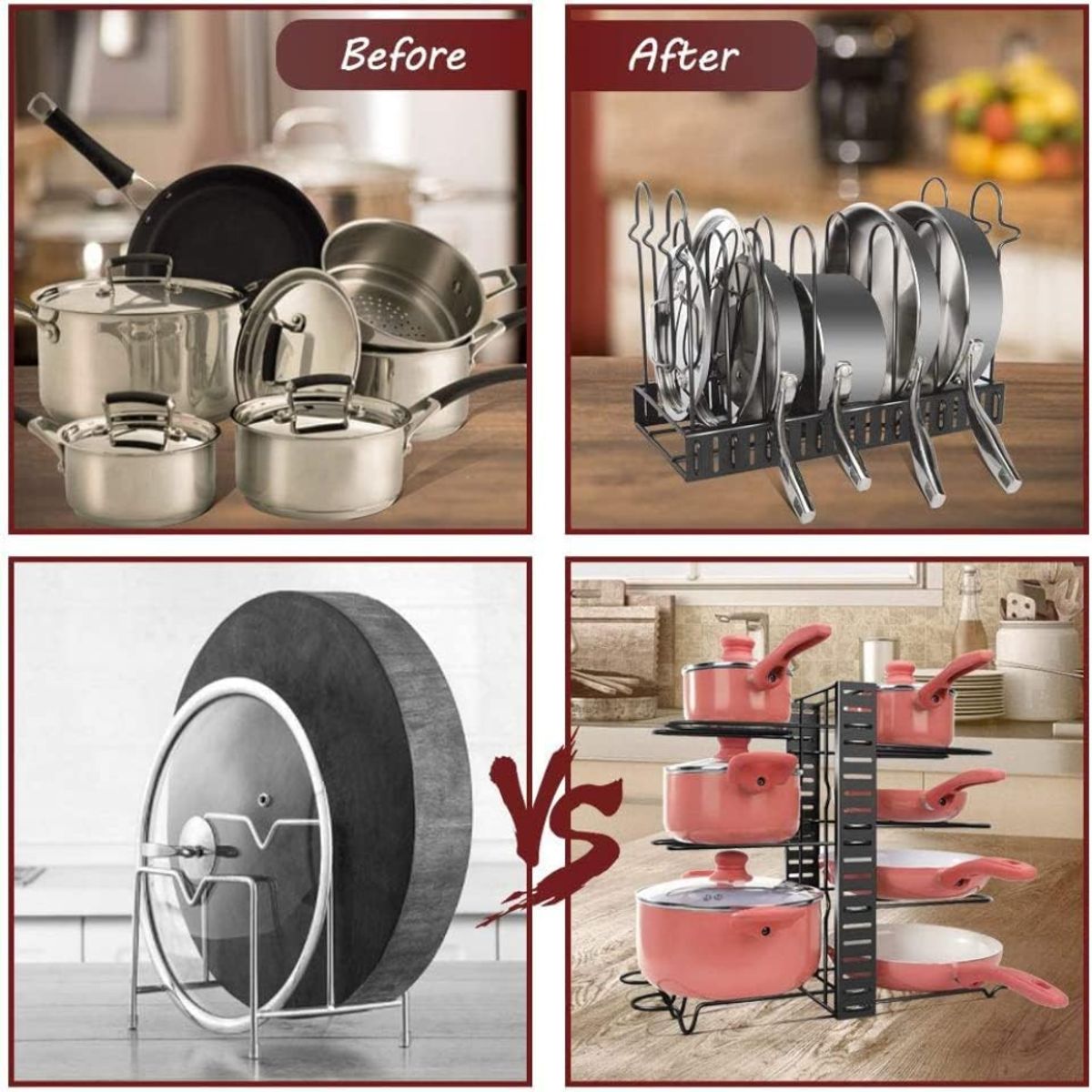 GENERICO - Organizador De Ollas Y Sartenes 8 Niveles Acero Resistente