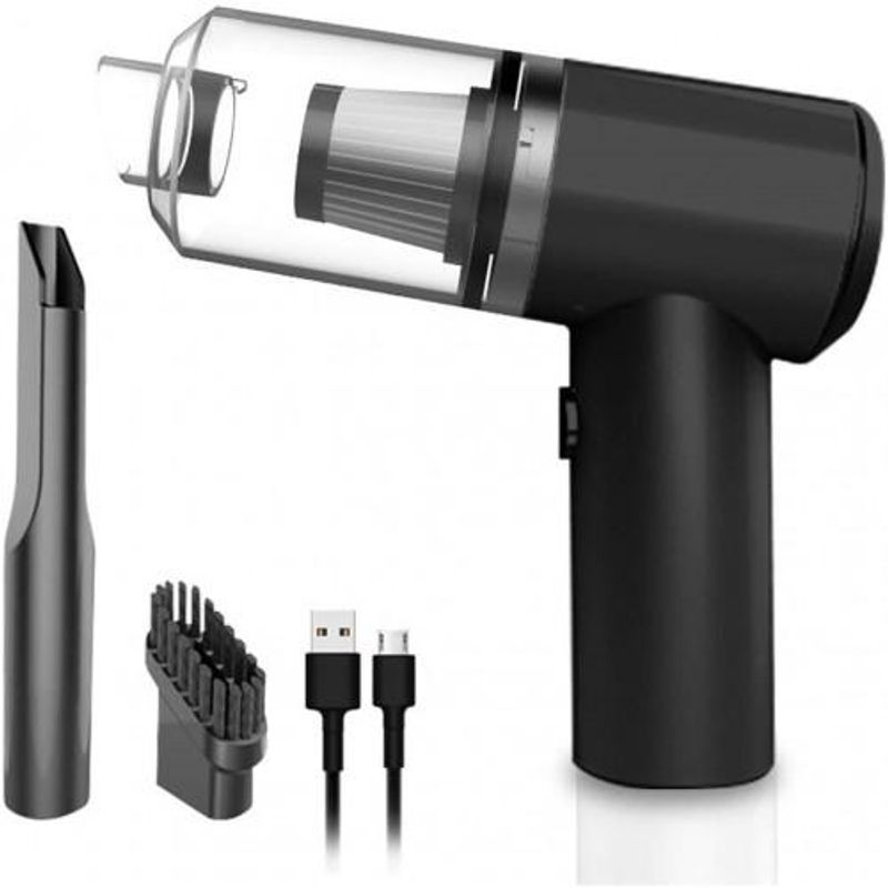 SEISA - Mini Aspiradora Recargable Usb Portátil 2 En 1 Coche Y Casa - Negro