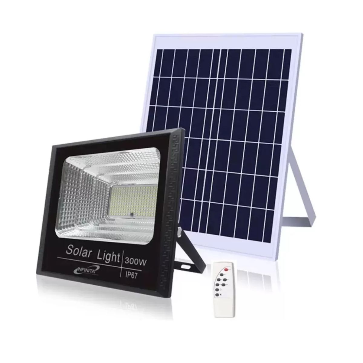 GENERICO - Reflector Solar 300w Lampara Led Panel Solar Control Remoto