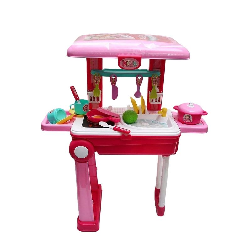 GENERICO - Set De Cocina Infantil Maleta Portatil Rosado