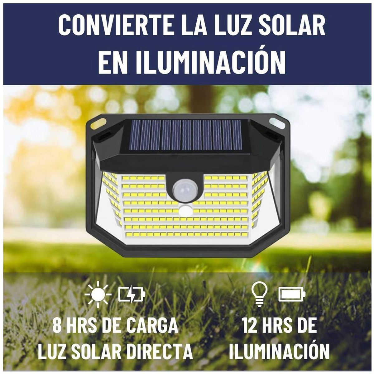ONE PIXEL - Lampara Solar Led Exterior Pared One Pixel Sensor Movimiento - Negro