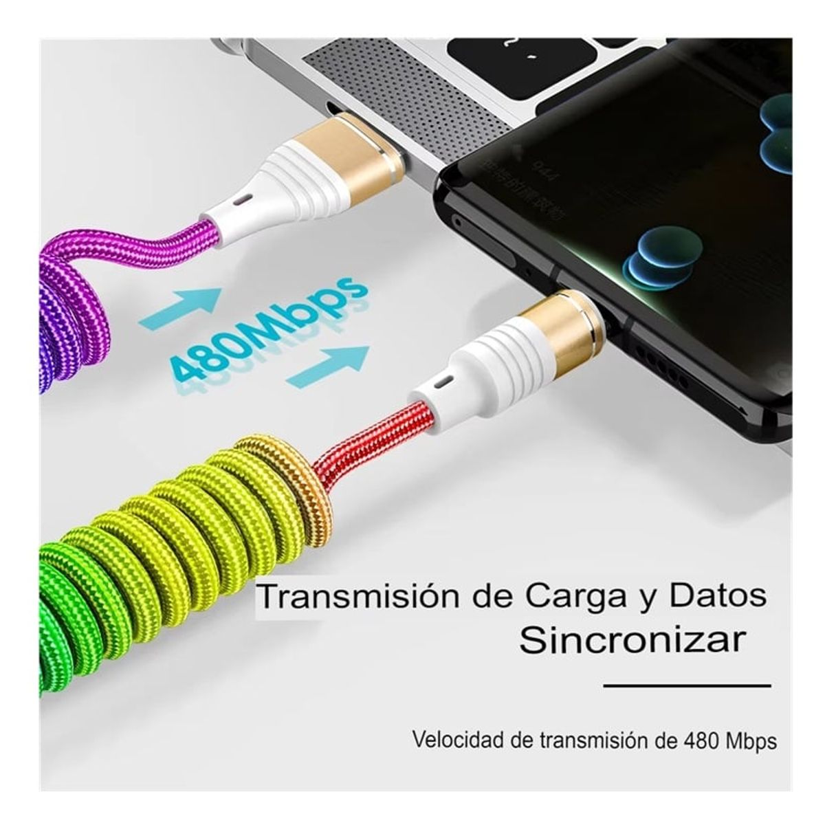 GENERICO - Cable Tipo C Retráctril De Colores 3a Carga RapidaDe 1 Metro