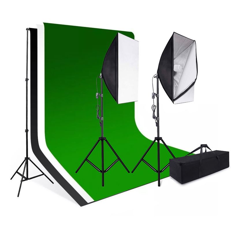 GENERICO - Estudio de Fotografia Completo Fondos Soporte Luces Softbox 5500k 900w