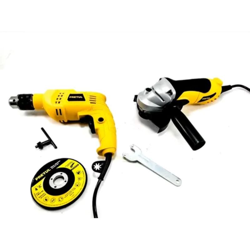 PRETUL - Combo Taladro Percutor 1/2 Y Pulidora De 4 1/2 Marca Pretul
