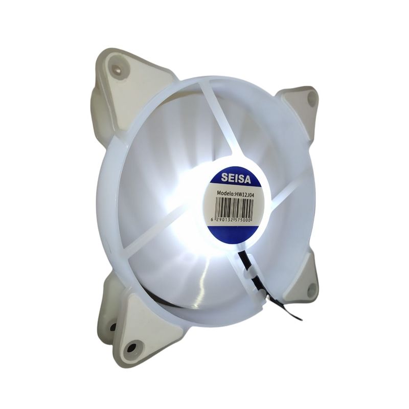 SEISA - Ventilador Cooler Para Torre Atx 120 Mm Led Antivibracion - Blanco