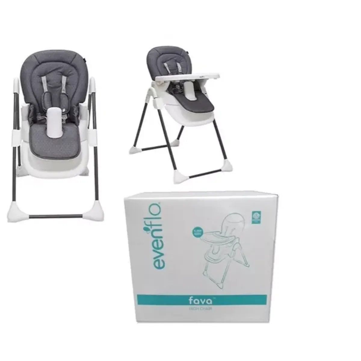 EVENFLO - Silla Comedor Para Bebe Evenflo Fava Gris Ajustable 5 Pos