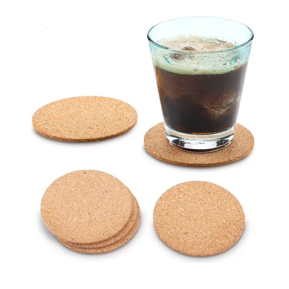 GENERICO - Portavasos De Corcho Natural Grosor 1.5 mm (Set  X 10 Unidades)