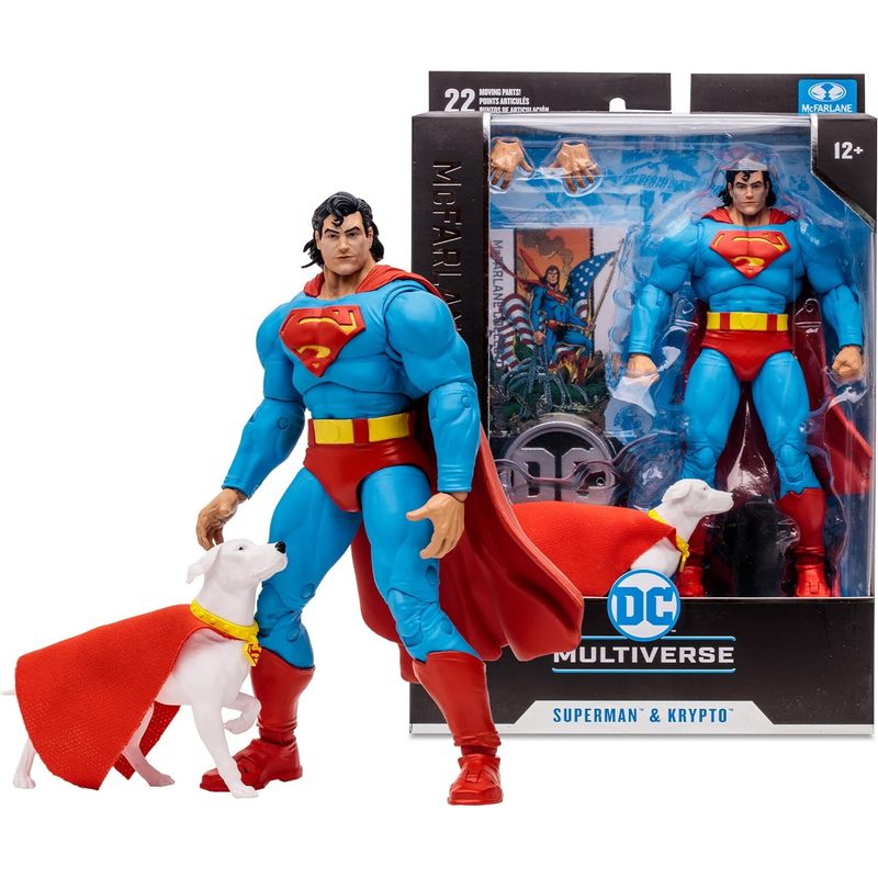 DC COMICS - Figura Superman & Krypto Dc Mcfarlane Toys Dc Multiverse