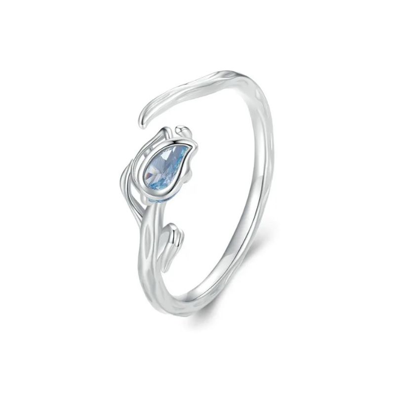 ALHAJAS - Anillo Ajustable Para Mujer Flor Tulipán Fabricado En Plata 925