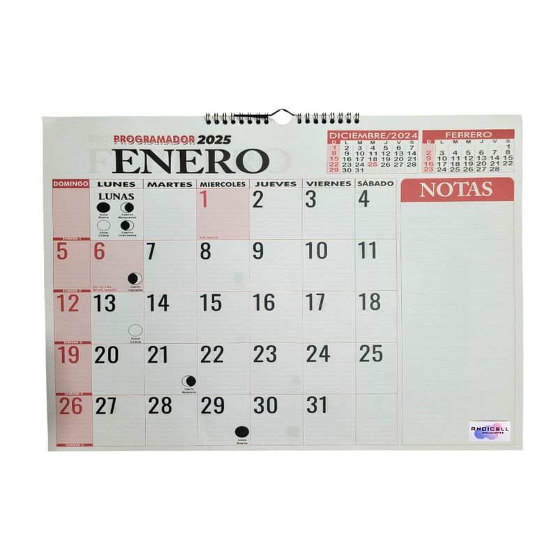 GENERICO - Calendario Programador 2025 Horizontal Grande 48x34