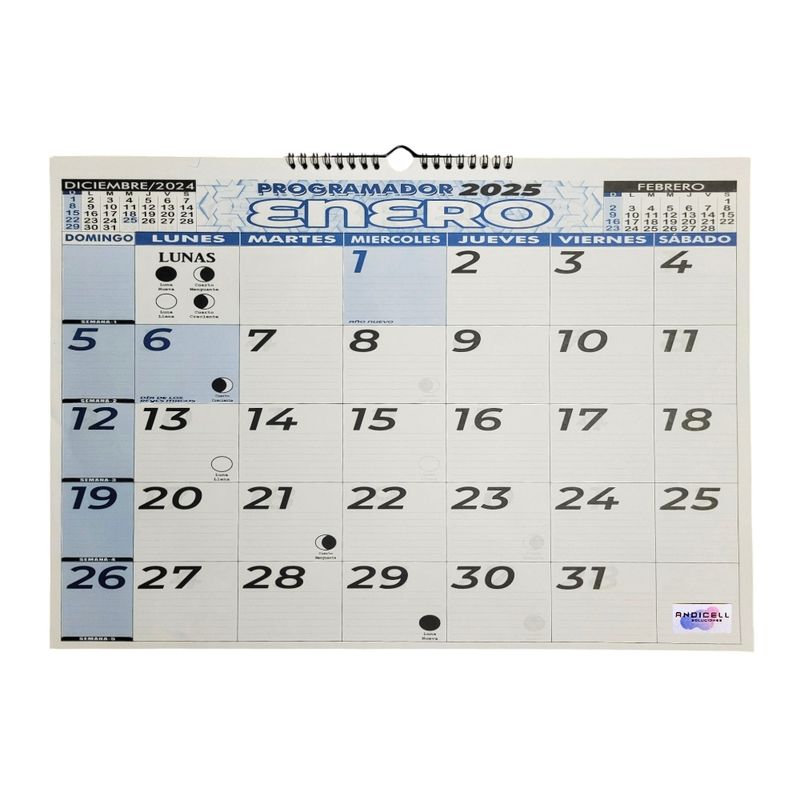 GENERICO - Calendario Programador 2025 Horizontal Grande 48x34
