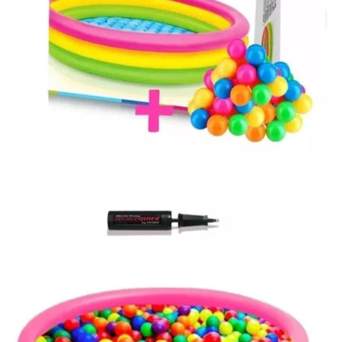 INTEX - PISCINA INFLABLE 147cm X 33cm +100 PELOTAS PASTEL + INFLADOR