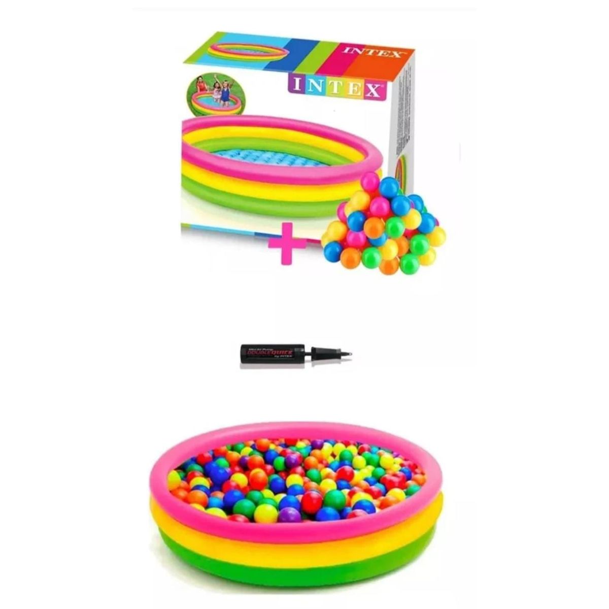 INTEX - PISCINA INFLABLE 147cm X 33cm +100 PELOTAS PASTEL + INFLADOR