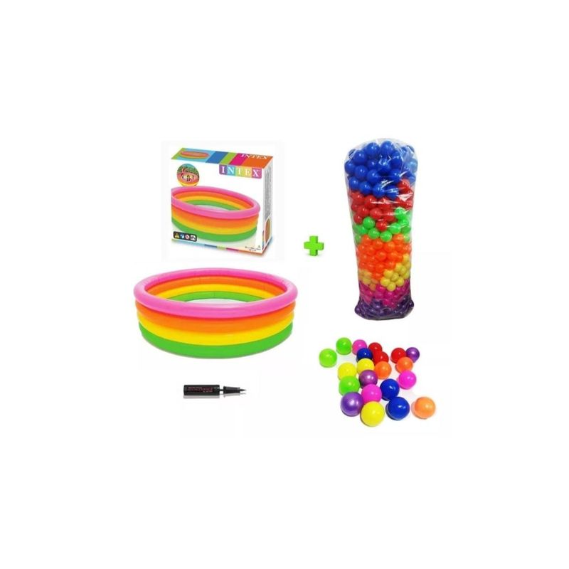 INTEX - PISCINA INFLABLE 168CM +300 PELOTAS PASTEL+INFLADOR