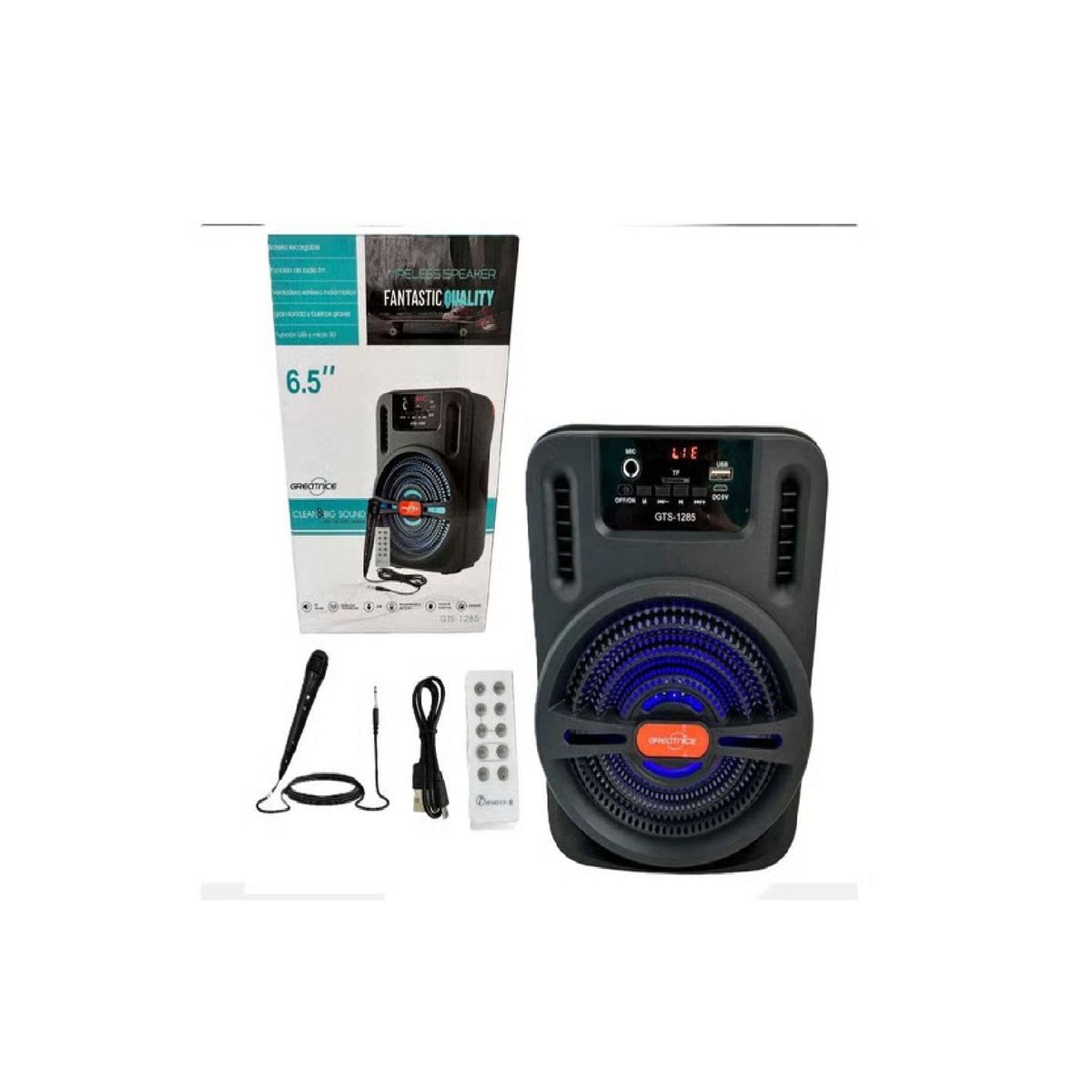 GENERICO - PARLANTE PORTATIL  CON BLUETOOTH & LUCES LED GTS