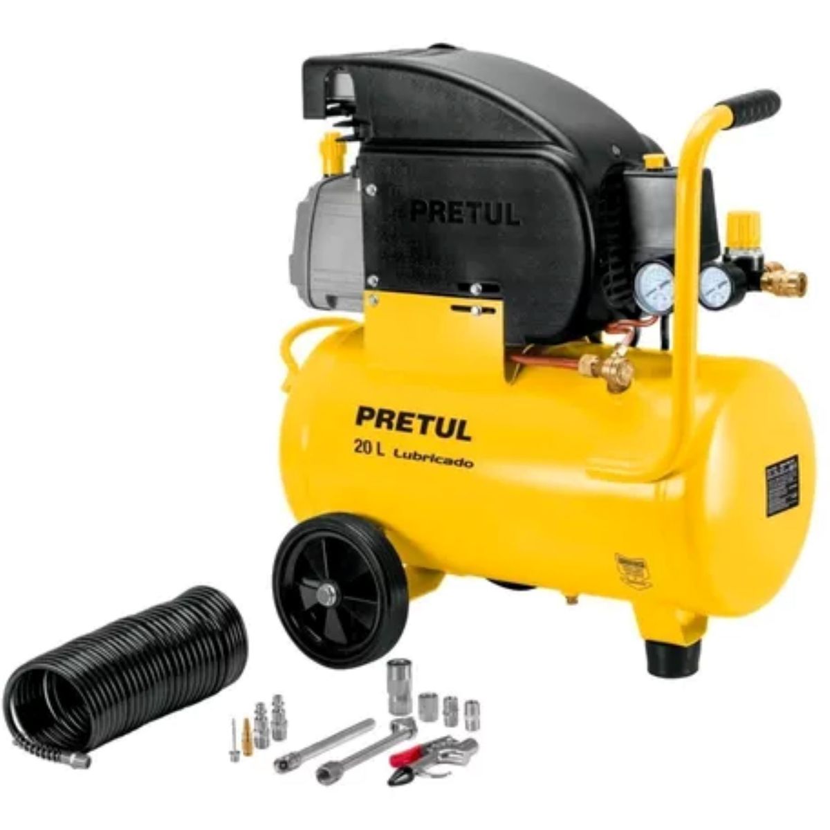 PRETUL - Compresor 20l + Accesorios Neumáticos 12pcs Manguera Pretul