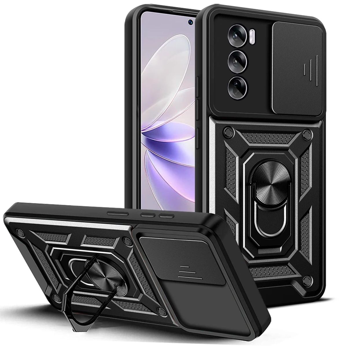 GENERICO - Funda Case Protector Cámara Slider Compatible Oppo Reno 12 5G Negro