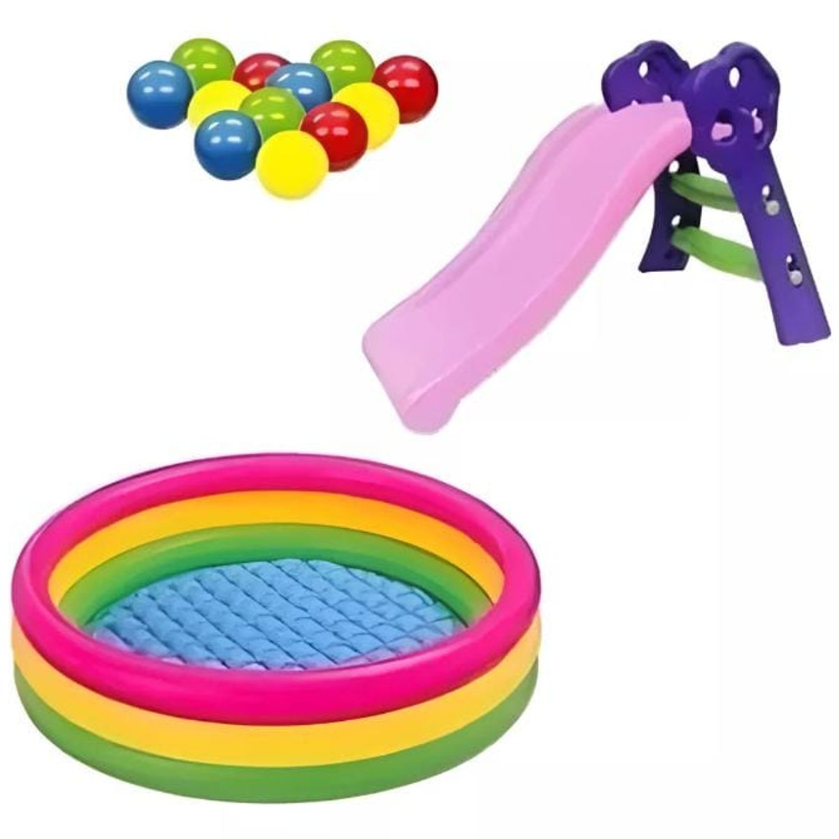 INTEX - PISCINA INFLABLE 86cm X 25cm + 100PELOTAS+1 RODADERO ROSADO