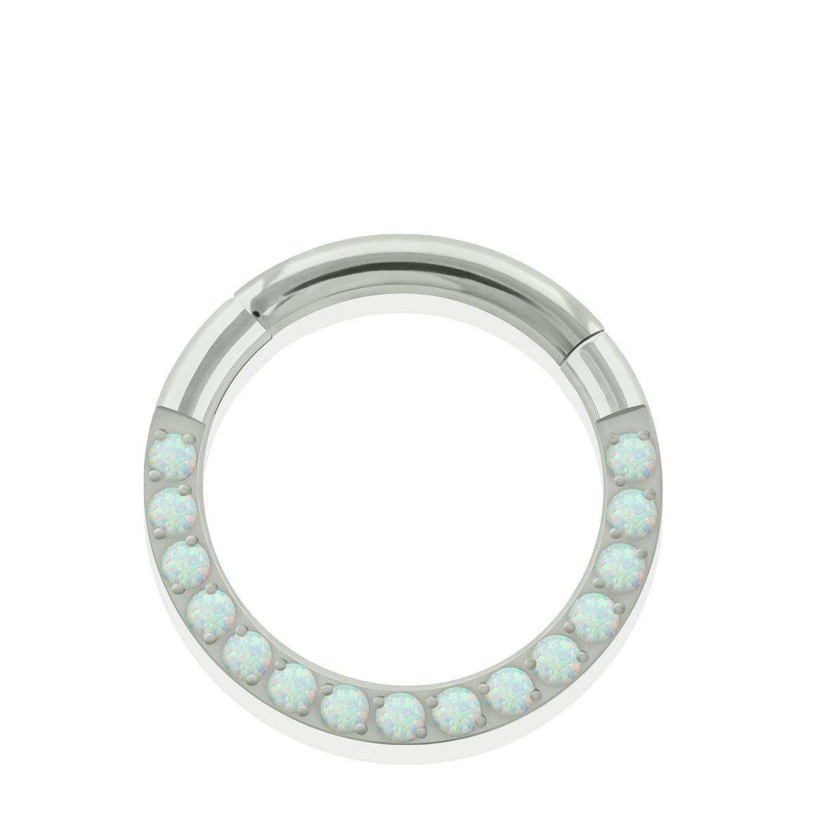 AGHA JEWELRY - Titanio Piercing Clicker Aro Bisagra y Opales Frente para Oreja Cartílago y Nariz