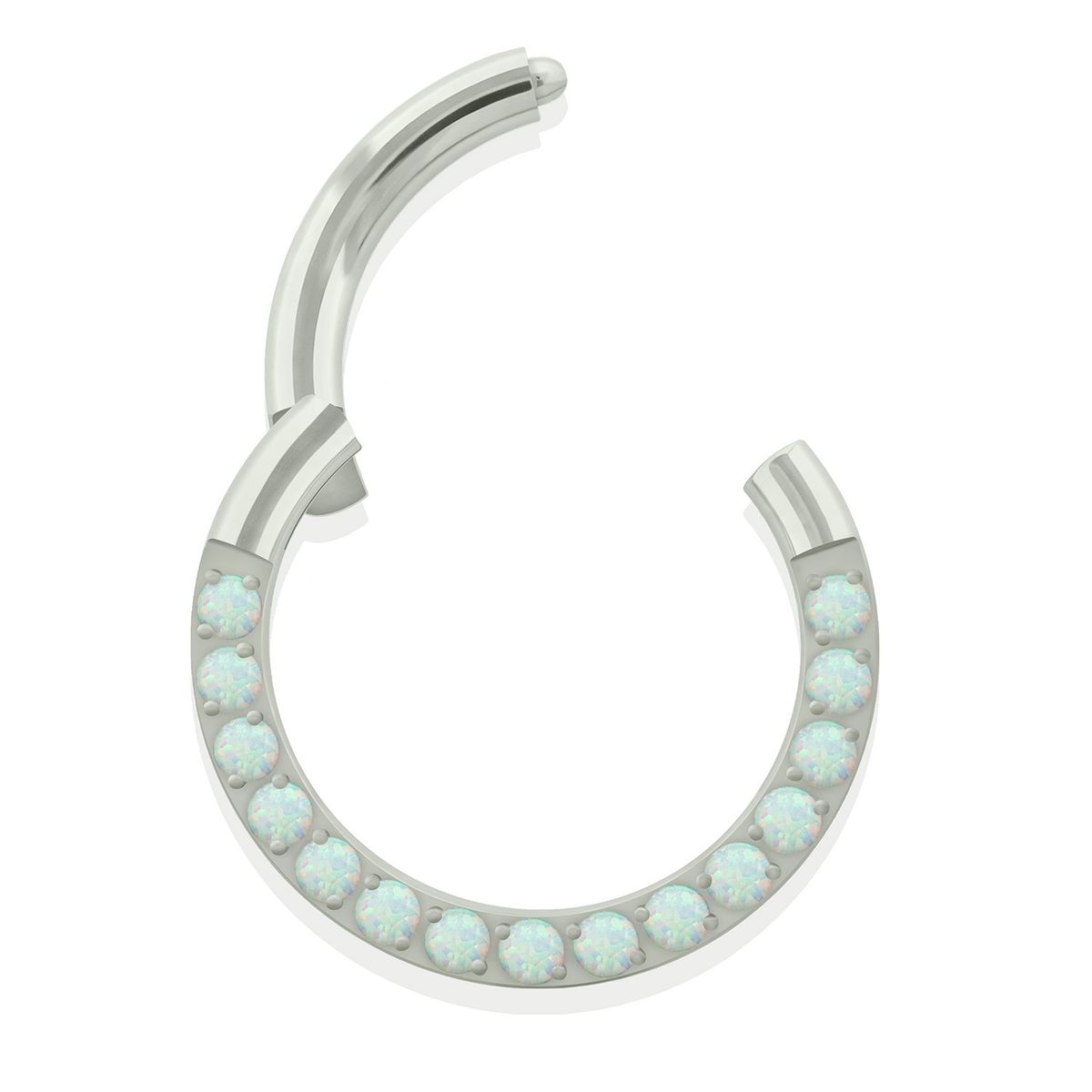 AGHA JEWELRY - Titanio Piercing Clicker Aro Bisagra y Opales Frente para Oreja Cartílago y Nariz