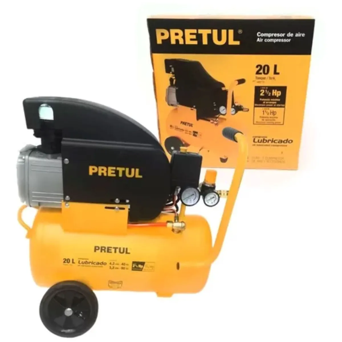 PRETUL - Compresor De Aire Lubricado 20 Litros 2 1/2hp 1875w Pretul