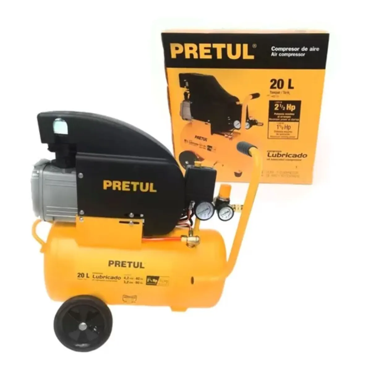 PRETUL - Compresor De Aire Lubricado 20 Litros 2 1/2hp 1875w Pretul