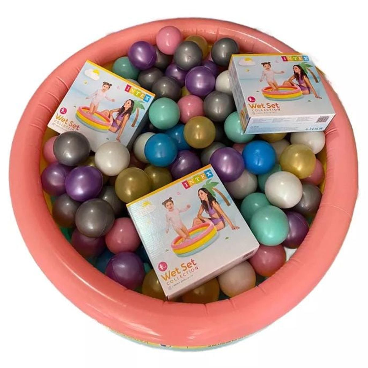 INTEX - Piscina Inflable 114cmX25cm + 300 Pelotas Pastel + inflador