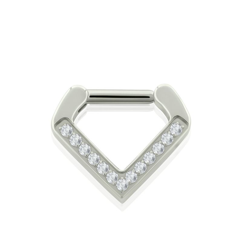 AGHA JEWELRY - Titanio Piercing Clicker Aro Bisagra Triángulo Cristales Frente para Oreja Cartílago y Nariz