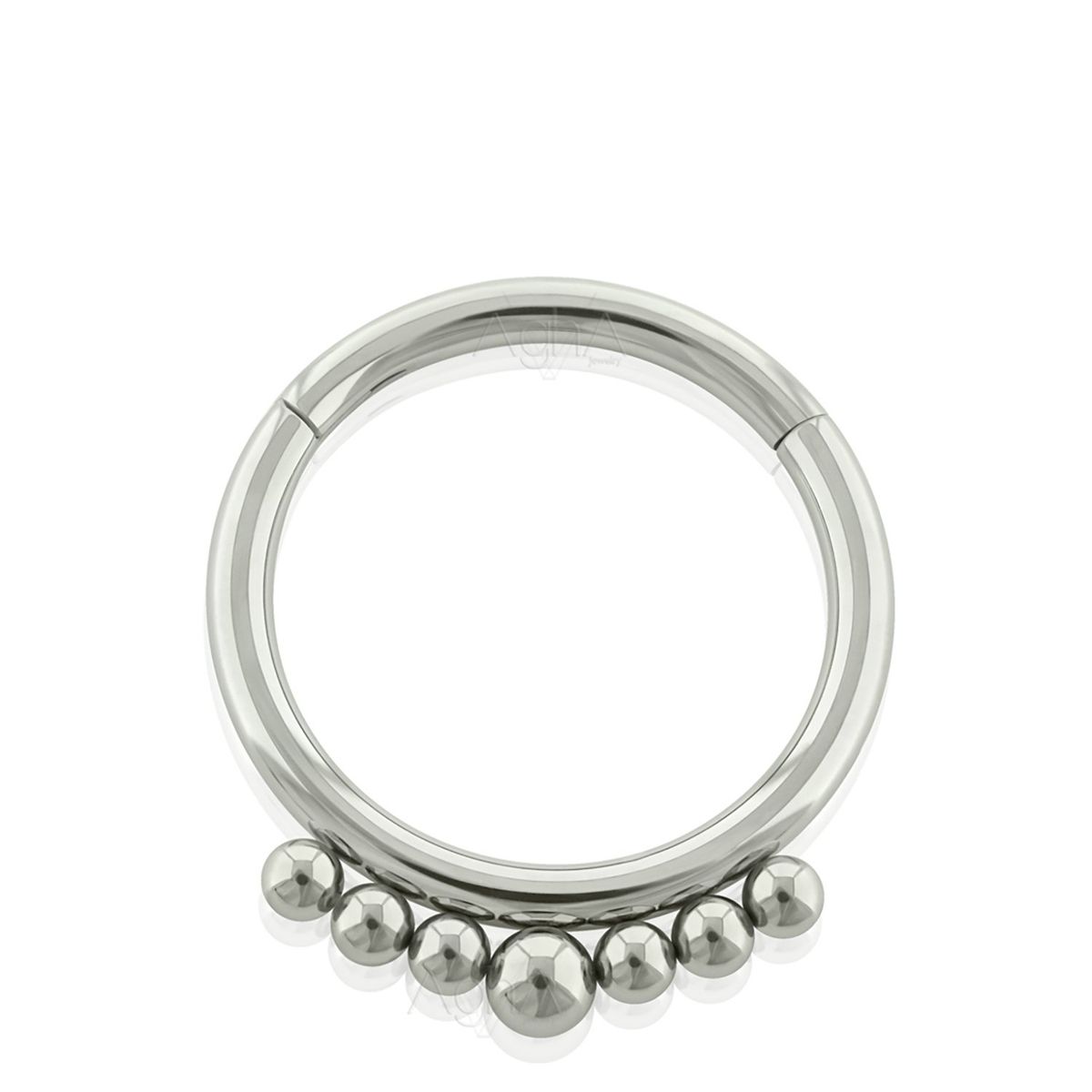 AGHA JEWELRY - Titanio piercing Clicker Aro con Bisagra 7 Bolas para Oreja, Cartílago y Nariz
