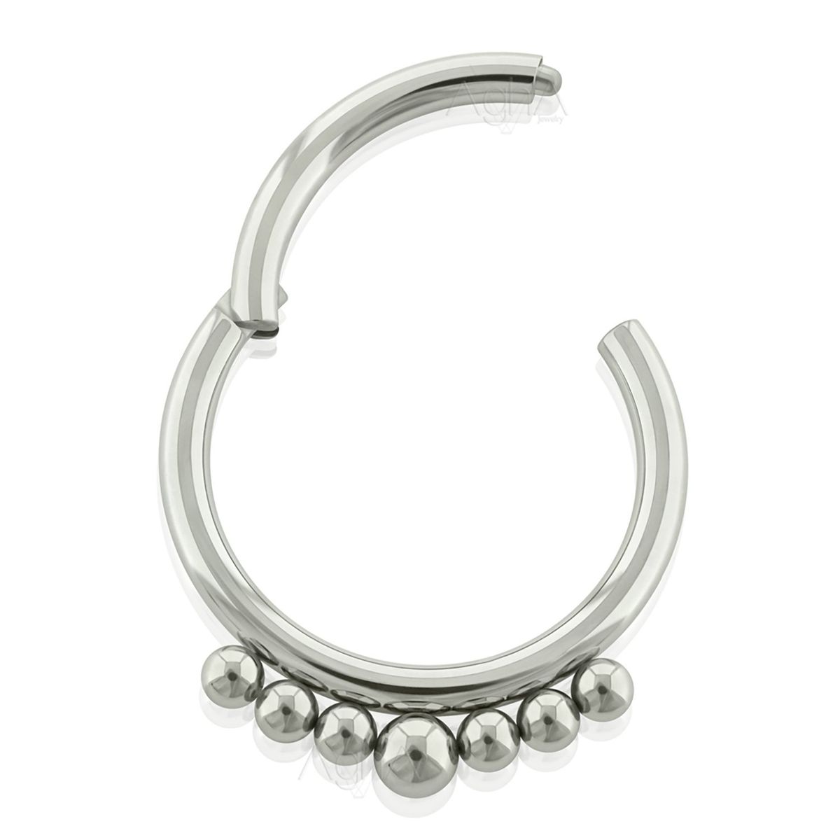 AGHA JEWELRY - Titanio piercing Clicker Aro con Bisagra 7 Bolas para Oreja, Cartílago y Nariz