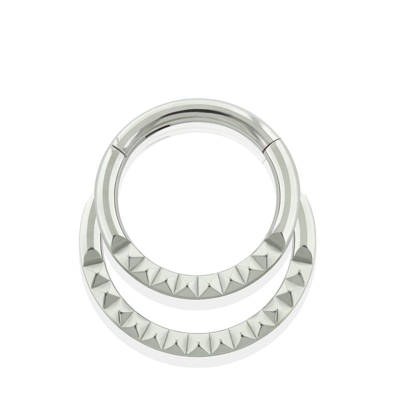 AGHA JEWELRY - Titanio piercing Clicker Aro Bisagra Doble Corte Pirámide de Frente para Oreja Cartílago y Nariz