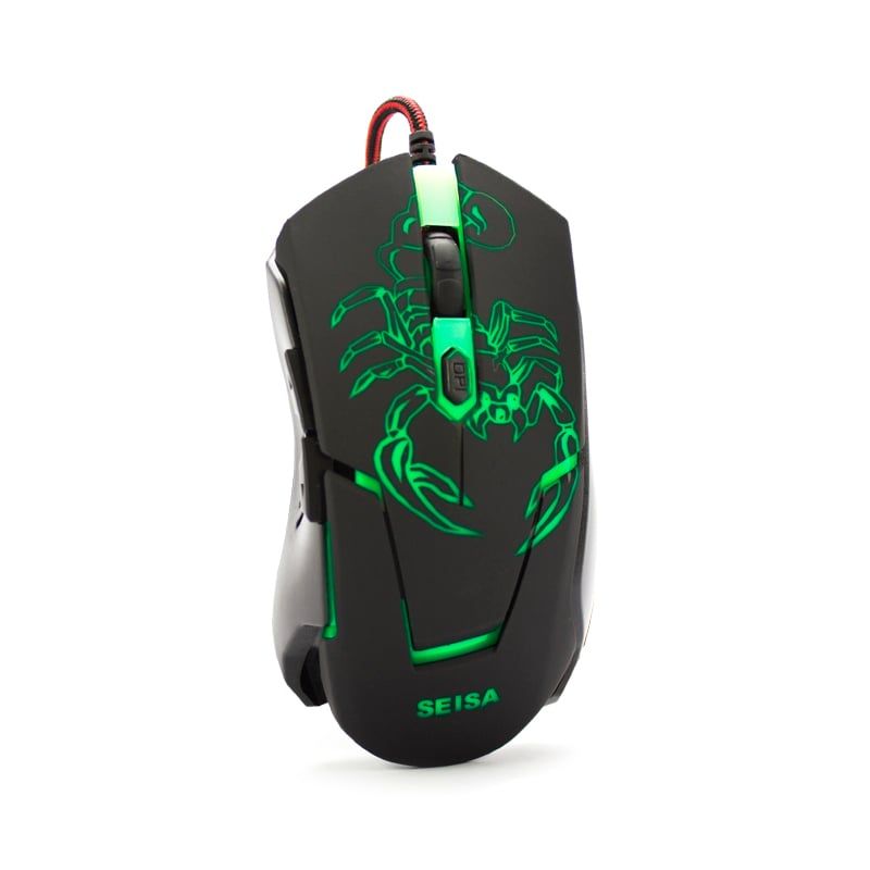 SEISA - Mouse Óptico Ergonómico Gamer Usb 6d Fast Track 3200 Dpi Led