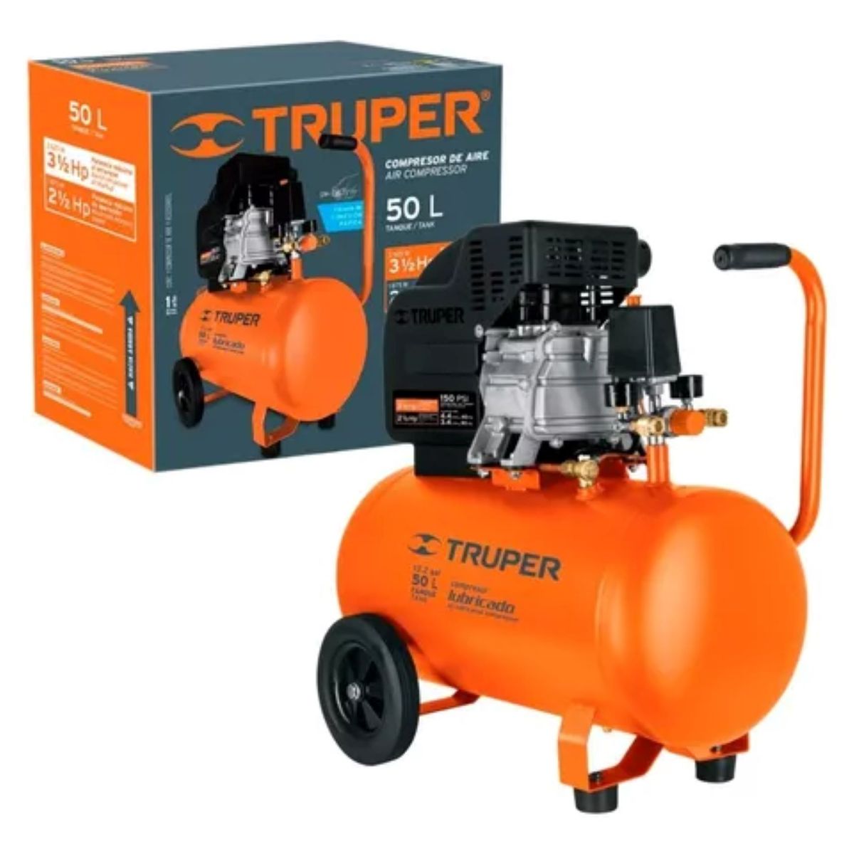 TRUPER - Compresor De Aire Lubricado 50 Litros 3 1/2hp 2625w Truper