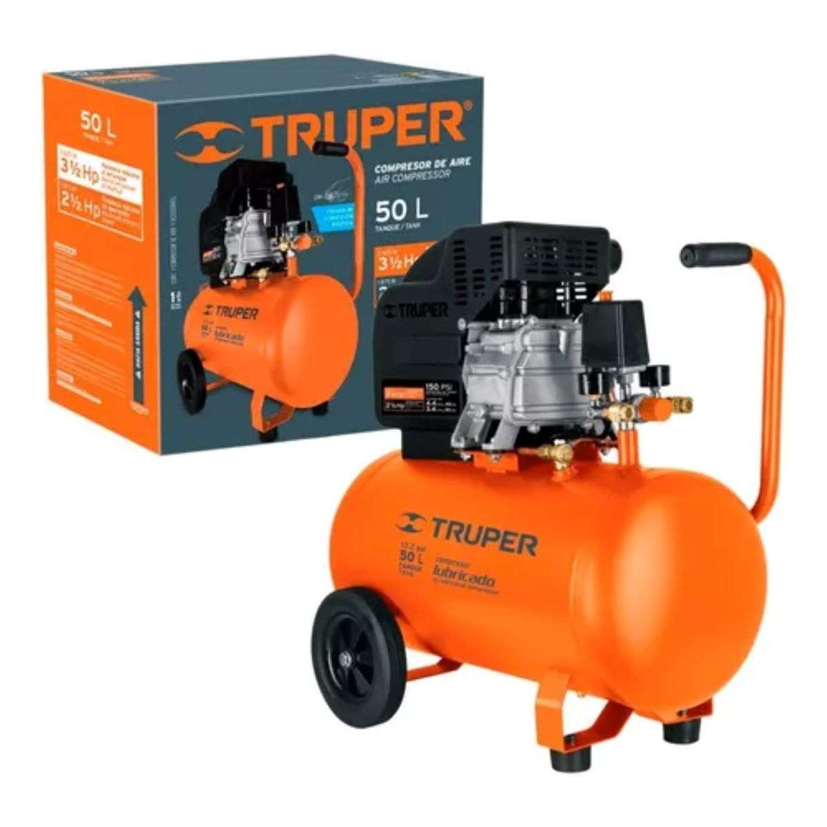 TRUPER - Compresor De Aire Lubricado 50 Litros 3 1/2hp 2625w Truper