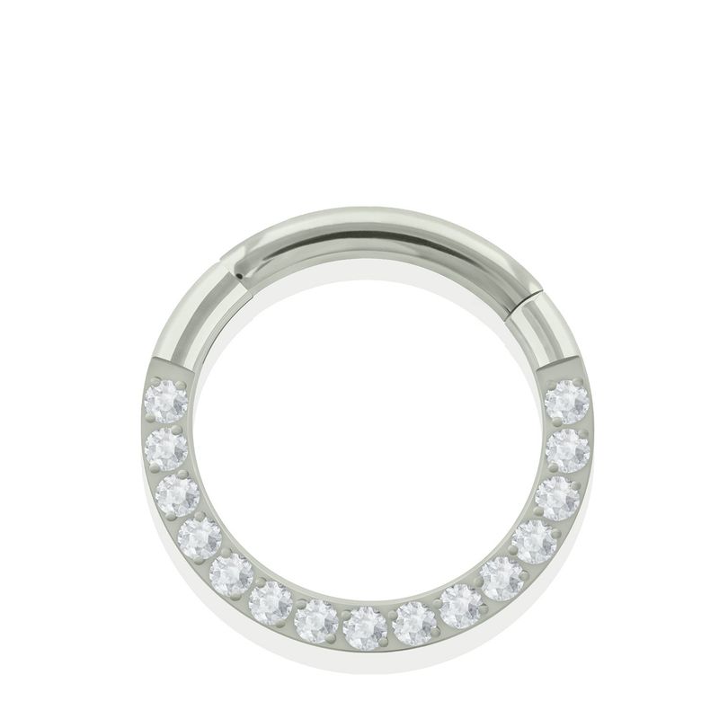 AGHA JEWELRY - Titanio piercing Clicker Aro Bisagra y Cristales Zirconias de Frente para Oreja Cartílago y Nariz