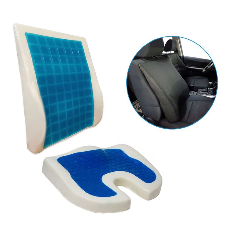 TECHCONFORT - Cojín coxis y espaldar en Gel y viscoelástica combo carro y escritorio