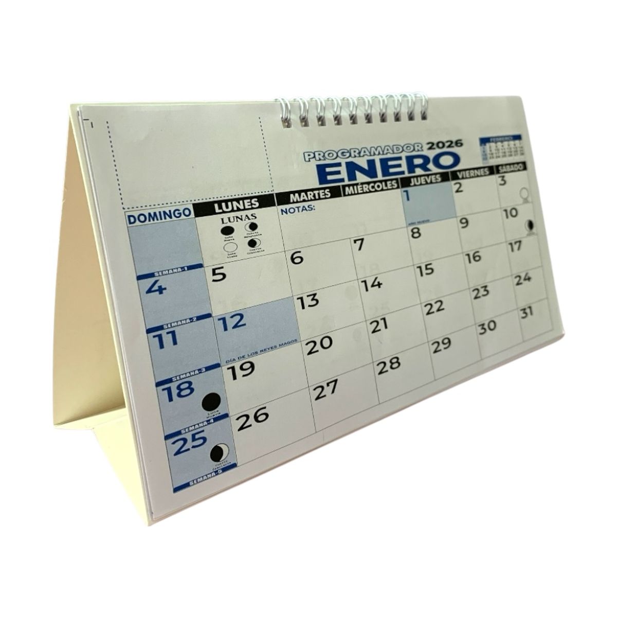 GENERICO - Calendario Programador 2026 Escritorio Pequeño 12x23cm