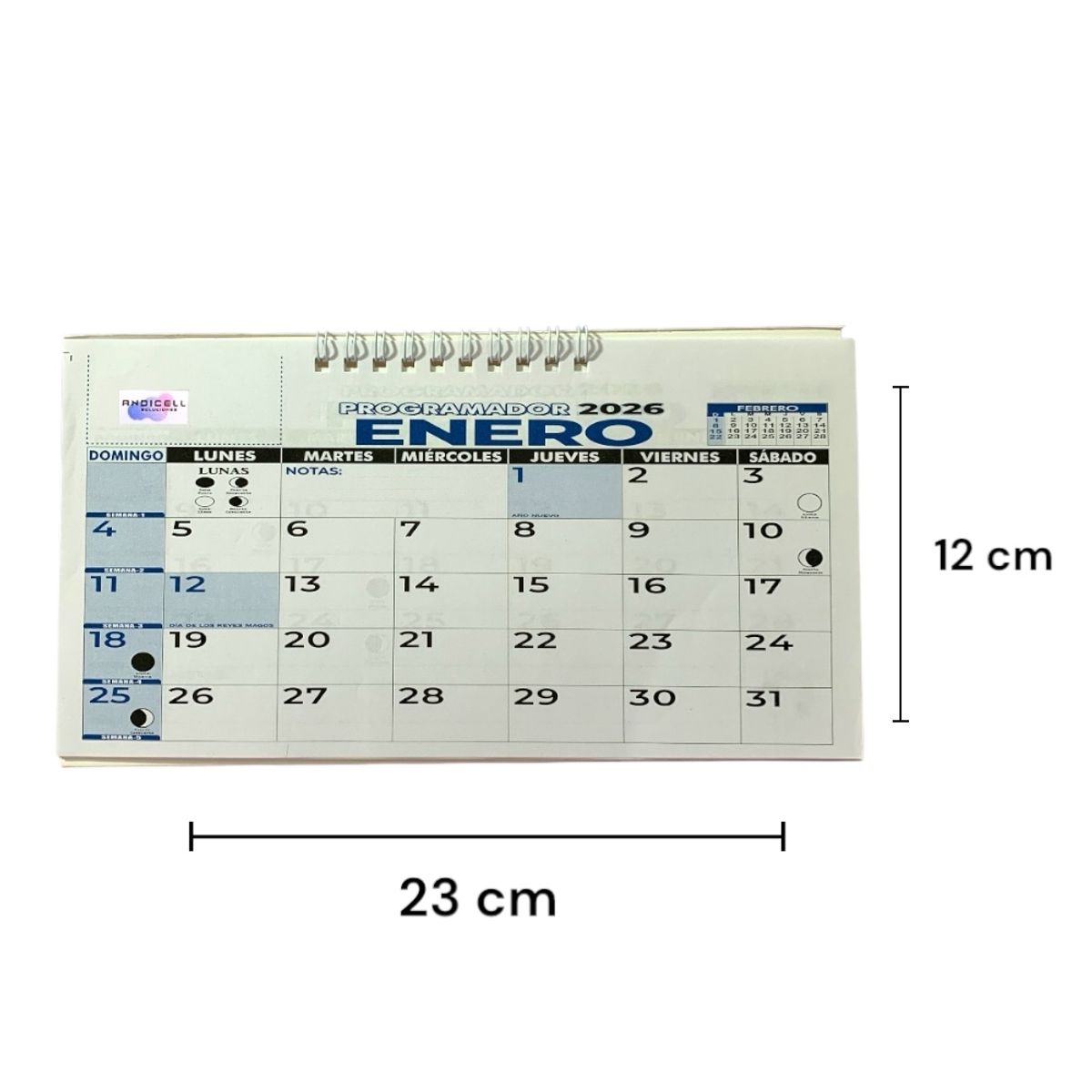 GENERICO - Calendario Programador 2026 Escritorio Pequeño 12x23cm