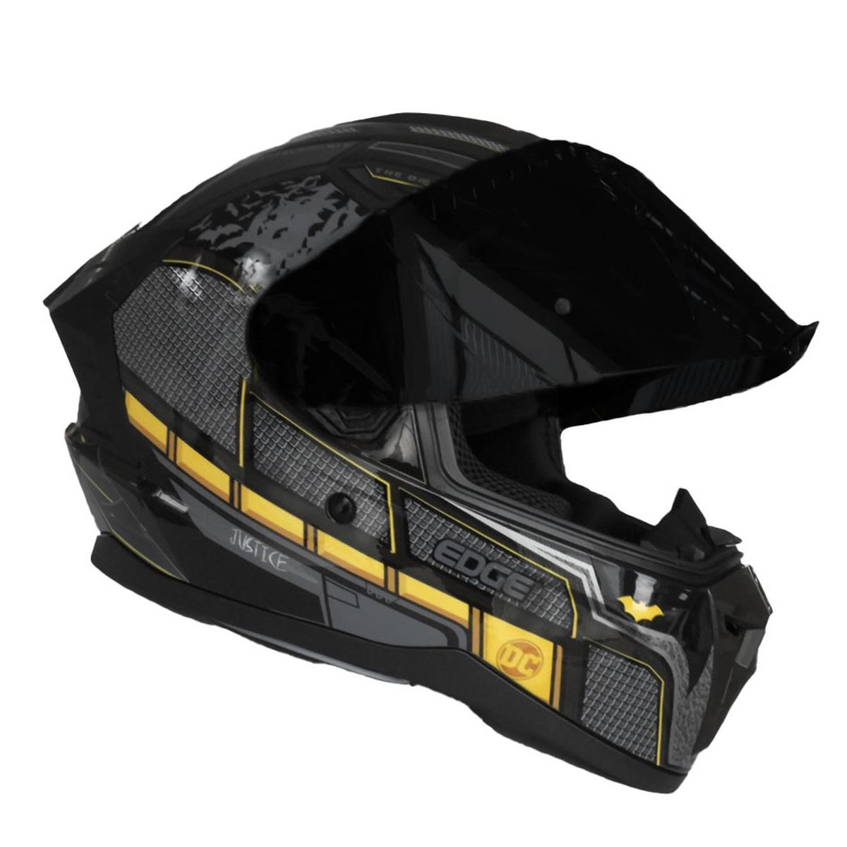 EDGE HELMETS - Casco DC Integral Batman Brillante Certificado DOT - ECE - XL