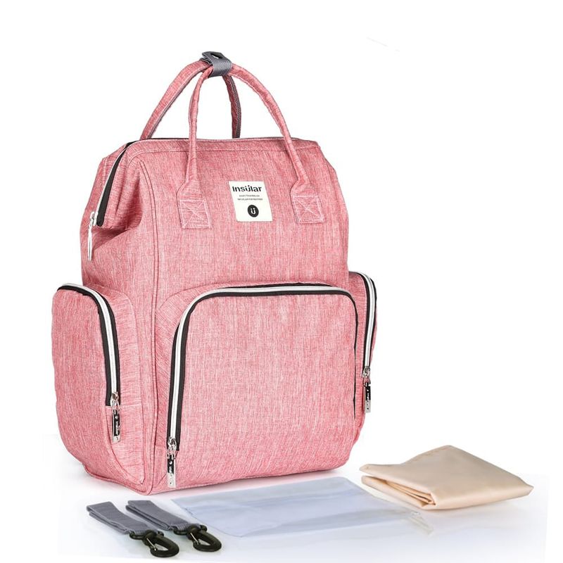 INSULAR - Pañalera Bolso Morral Insular Cambiador Bebe Rosado