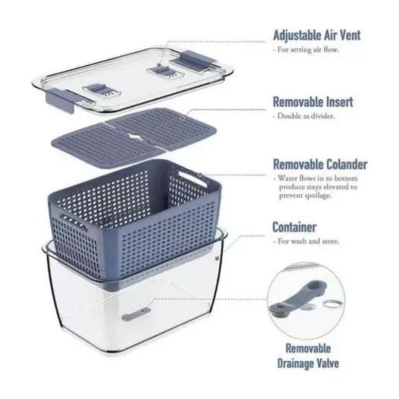 GENERICO - Canasta Conservador Alimentos Escurridor Organizador 1,7 Lts