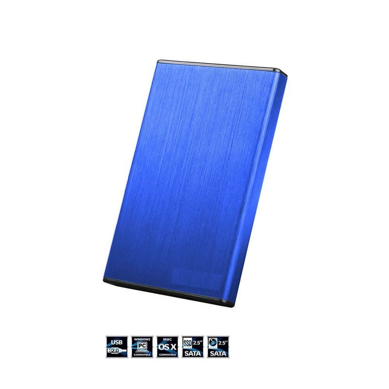 SEISA - Caja Externa Para Hdd Ssd Sata 2.5 Pulgadas Usb 2.0 Aluminio Azul