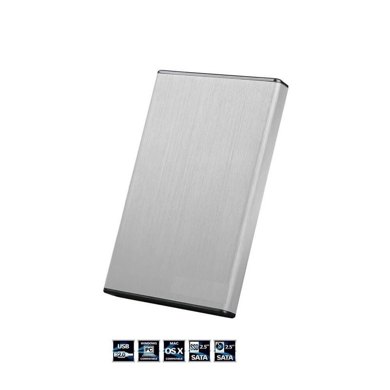 SEISA - Caja Externa Para Hdd Ssd Sata 2.5 Pulgadas Usb 2.0 Aluminio Plata