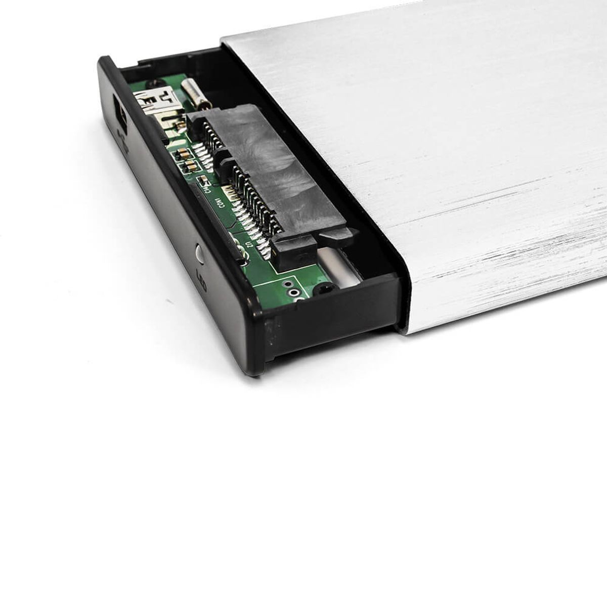 SEISA - Caja Externa Para Hdd Ssd Sata 2.5 Pulgadas Usb 2.0 Aluminio Plata