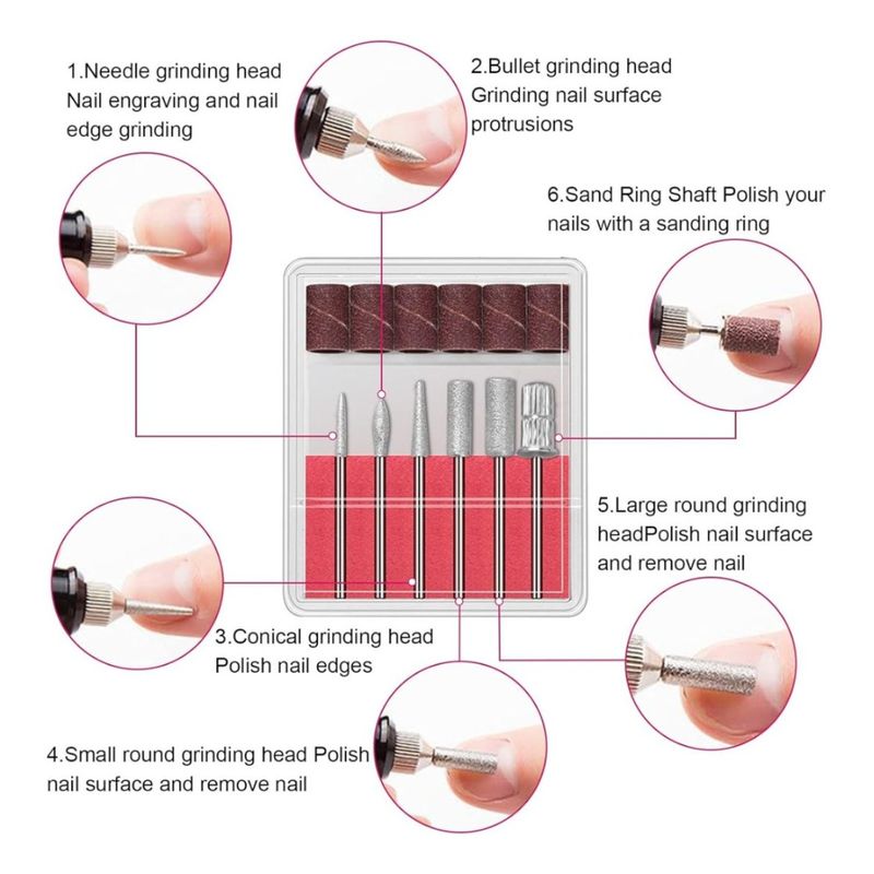 GENERICO - Kit Pulidor De Uñas Eléctrico Lima Acrílico Manicure