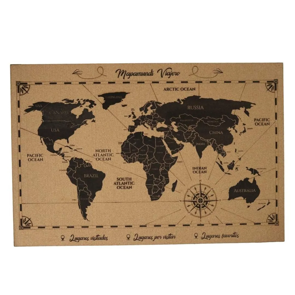 GENERICO - Mapamundi En Corcho Natural