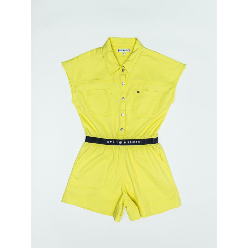 TOMMY HILFIGER - Overol Amarillo Niña Con Bolsillos Y Cinturón Tommy Hilfiger